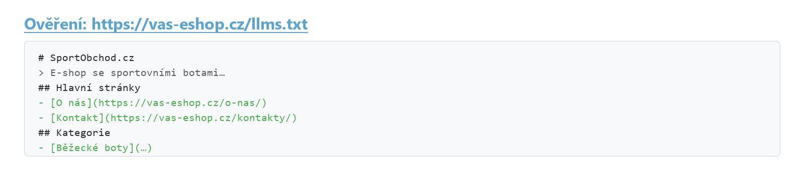 Schéma: veřejný llms.txt v prohlížeči