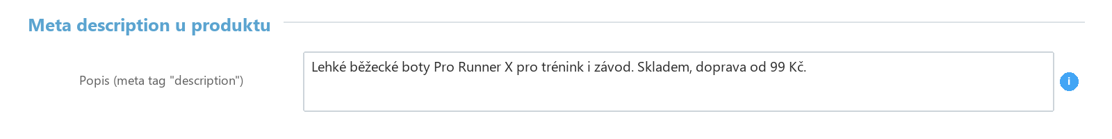 Schéma: pole meta description u produktu